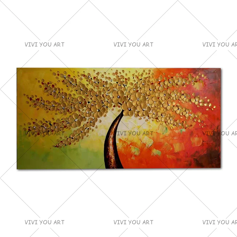 Ручная роспись ножом золотое дерево масляная живопись на холсте большая палитра