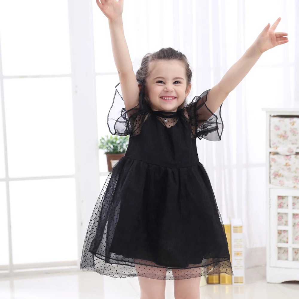 

welaken 2019 Baby Girls Princess Dresses Summer Clothing Polka Dot Kids Dresses For Girls Toddler Children Fashion Mesh Dress