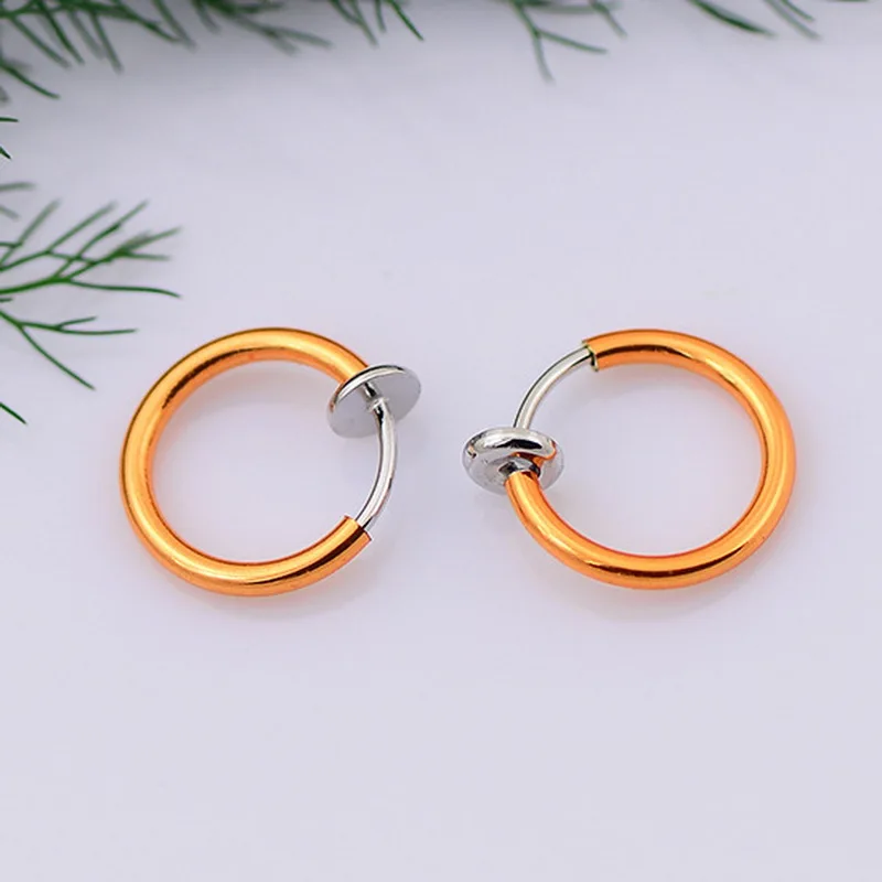 Orange 1 шт. панк бар Lobe пирсинг язык для носа и губ кольца для носа серьги для ушного хряща для женщин перегородка пирсинг ювелирные изделия подарок - Окраска металла: Orange