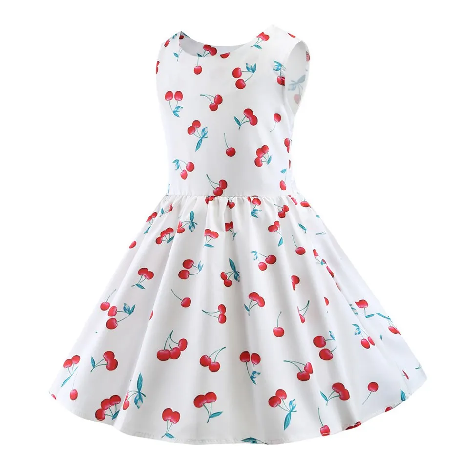 VOGUEON Girls Summer Dress Children Sleeveless Floral Casual Kids Holiday Party Vintage Swing Flared Sundress for 2-8T | Детская одежда