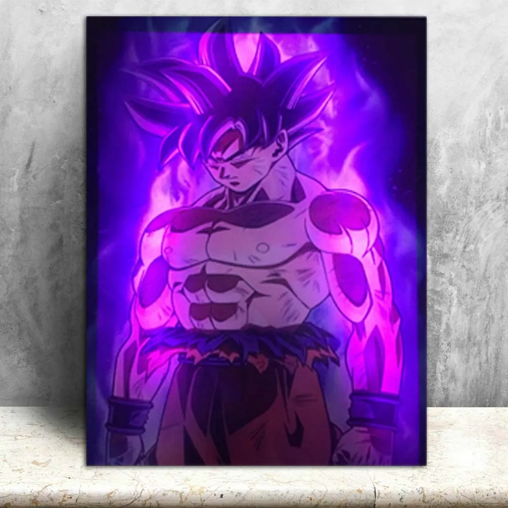 RGB Led холст настенные декоративные с дистанционным управлением Dragon Ball и super Goku картина холст печать освещает живопись плакат Декор