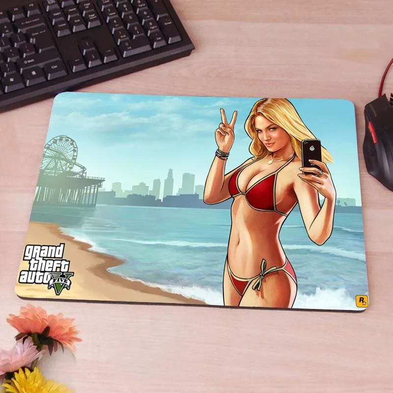 MaiYaCa GTA 5 Пляжная погода компьютерный игровой коврик для мыши резиновый коврик - Цвет: 18x22cm