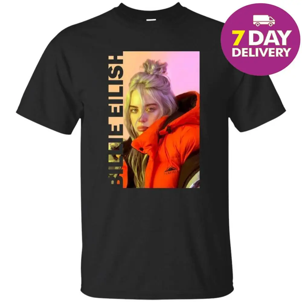 Новая мужская футболка Billie Eilish Черная Новинка 2019 г. Летняя хлопковая Базовая в