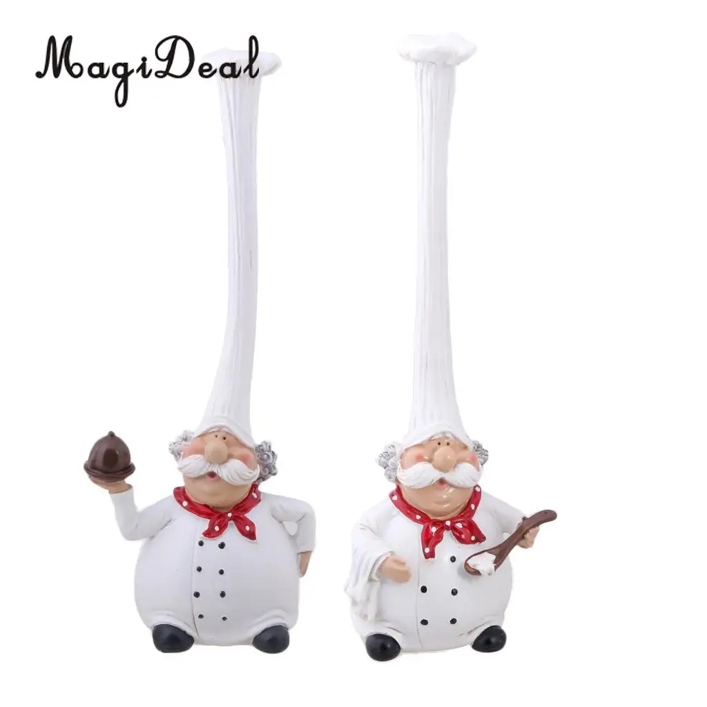 2pcs Italian Chef Figurines Kitchen Dining Bar Counter Top Decor Cooking Statue Collectible Housewarming Gift | Дом и сад