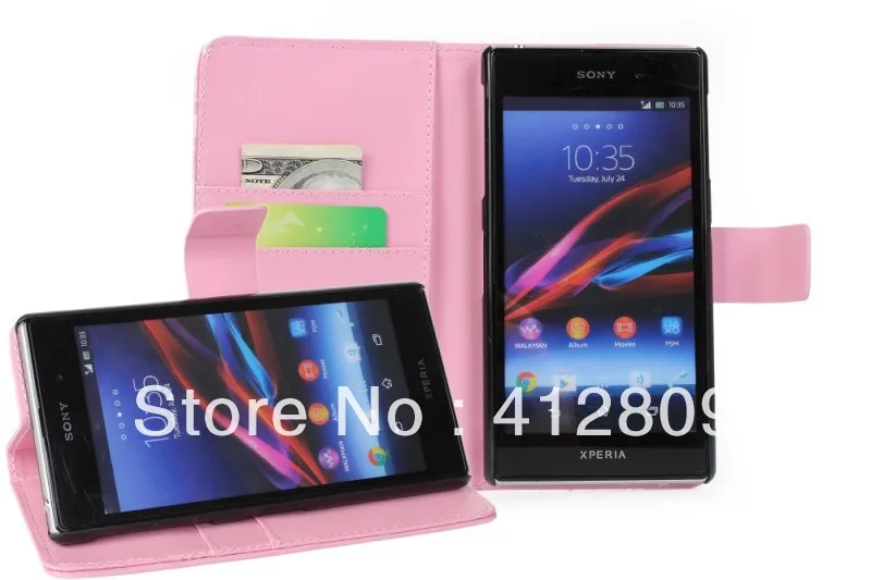 Black PU Wallet Back Credit Card Stand Cover Case for Sony Xperia Z1 L39h Honami C6906 C6903 C6902 C6943 Free Shipping | Мобильные