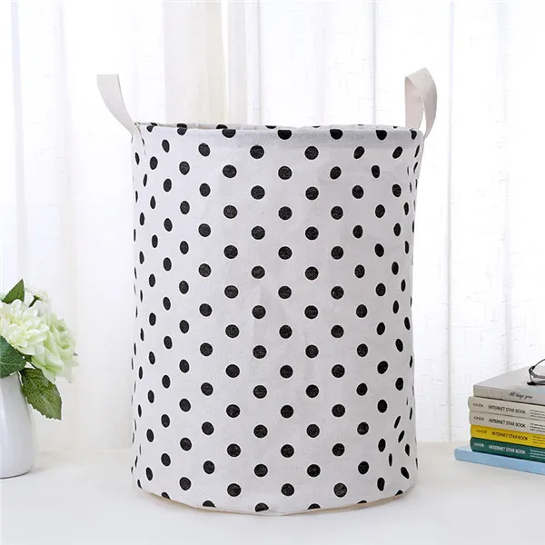 Dot pattern Краткое грязная одежда корзина Водонепроницаемая Складная Прачечная Корзина хлопковые игрушки корзина для детской комнаты звезда точка печати ведро для хранения - Цвет: Dot pattern