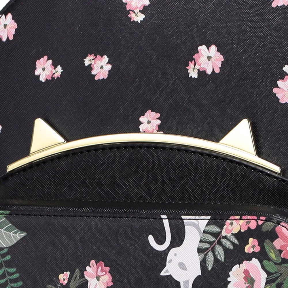 Фирменный дизайн с кошачьими ушками цветочным принтом из искусственной кожи