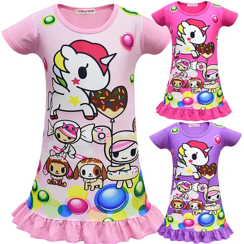 2019 детское платье для девочек ночная рубашка маленьких одежда вечерние с