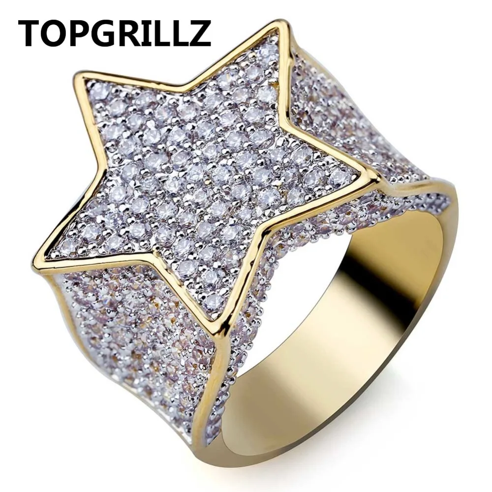 TOPGRILLZ, хип-хоп, новинка, на заказ, позолоченное, звездное кольцо, все, Iced Out, CZ камень, кольца, Шарм для женщин, мужчин, шикарные, вечерние, ювелирные изделия