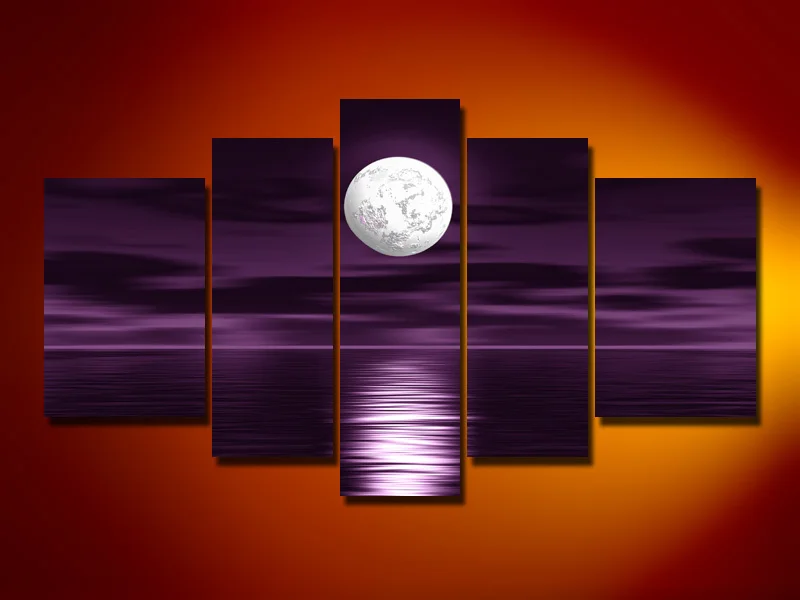 Ручная роспись маслом настенное искусство Лаванда лунный свет пляжное морское