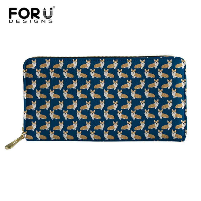 FORUDESIGNS/милые корги, женские кошельки, Рождественская собака, Дамская искусственная кожа, Длинный кошелек, большой емкости, модный клатч для денег и телефона - Цвет: Z3879Z21