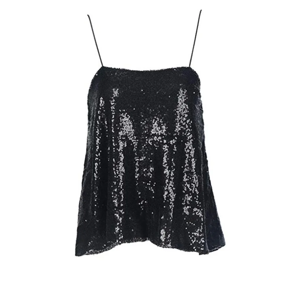New Fashion Sexy Womens Sequins Glitter Shinny Tank Tops Camis Sleeveless T-Shirt Summer Sparkle Shimmer Vest Crop Top Tee 1.15