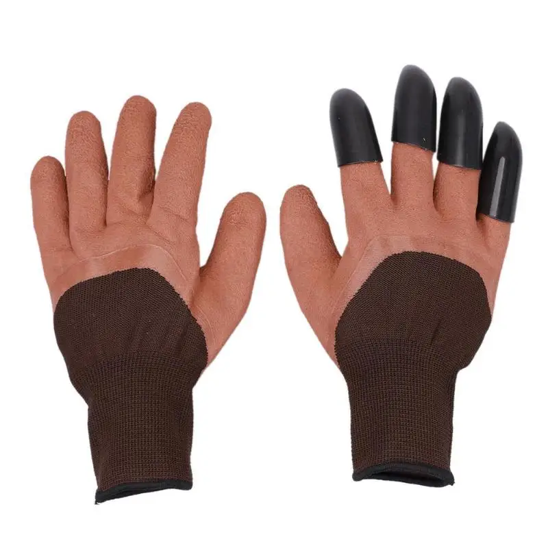 Coffee R Claw 1 пара садовых перчаток пластиковые садовые Рабочие резиновые перчатки с 4 когтями быстро легко копать и сажать для копания посадки - Цвет: Coffee R Claw