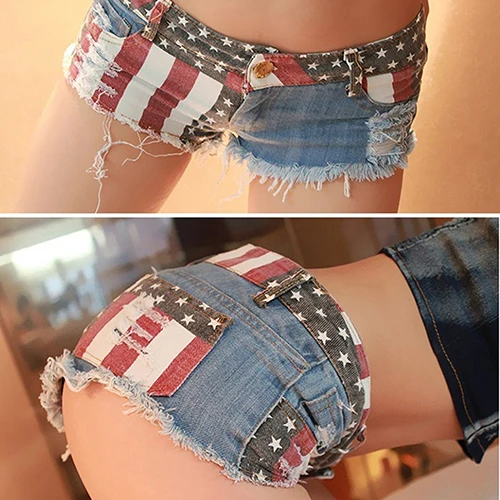 Женские летние мини джинсы в полоску с принтом американского флага|denim shorts|jean denim