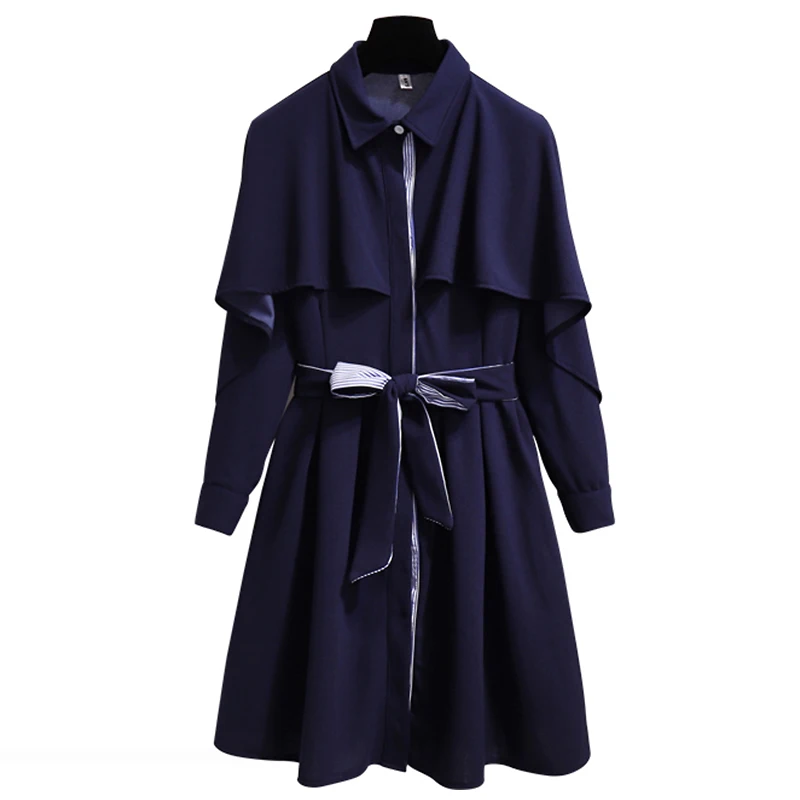 Trytree осенне зимнее платье женское повседневное ТРАПЕЦИЕВИДНОЕ ПЛАТЬЕ С Накидкой