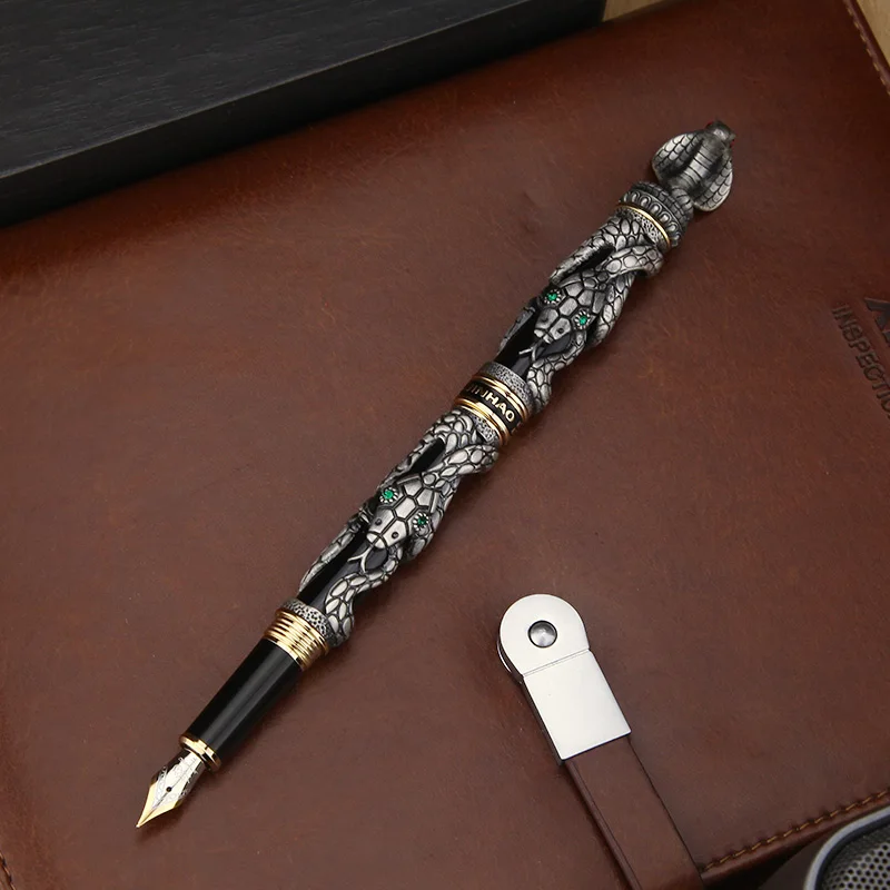 1 шт. Jinhao 3D перьевая ручка в виде змеи Роскошные Металлические перьевые ручки