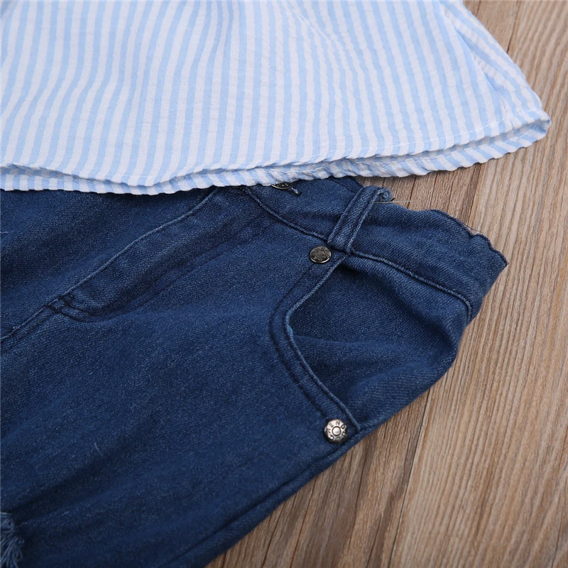 Летний детский комплект одежды для девочек коллекция 2017 года модные топы в