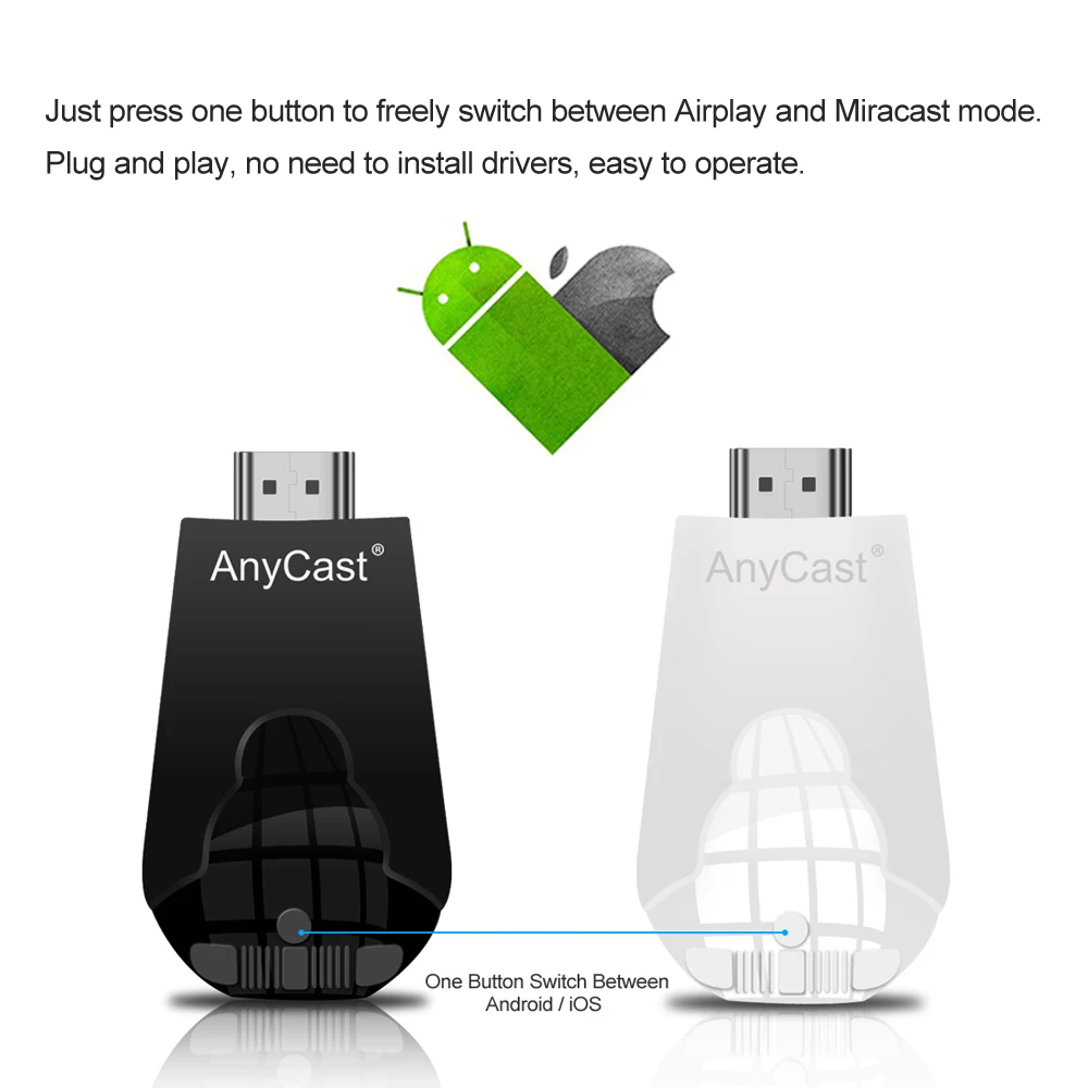 AnyCast K4-1 беспроводной WiFi Дисплей донгл приемник 1080P HD tv Stick Miracast Airplay отзеркаливание DLNA черный для Android iOS# S