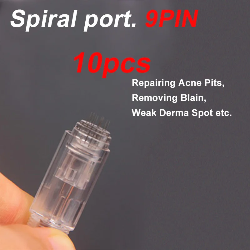 10pcs Spiral 9Pin 1/3/5/7/9/12/24/36/42 булавки Nano Miconeedle спирально-картридж Microneedling Ручка бровей подводка для глаз Татуировка микро иглы Nano советы - Номер модели: 10pcs Spiral 9Pin