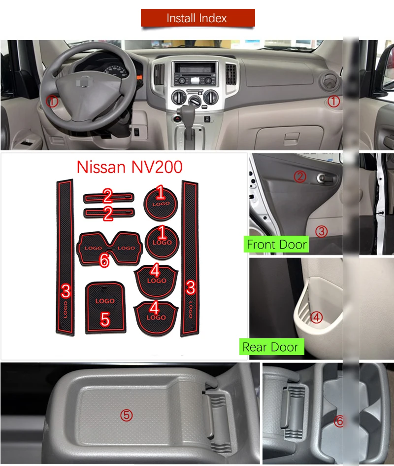 Противоскользящий резиновый коврик для Nissan NV200 Evalia Vanette аксессуары Chevrolet City Express