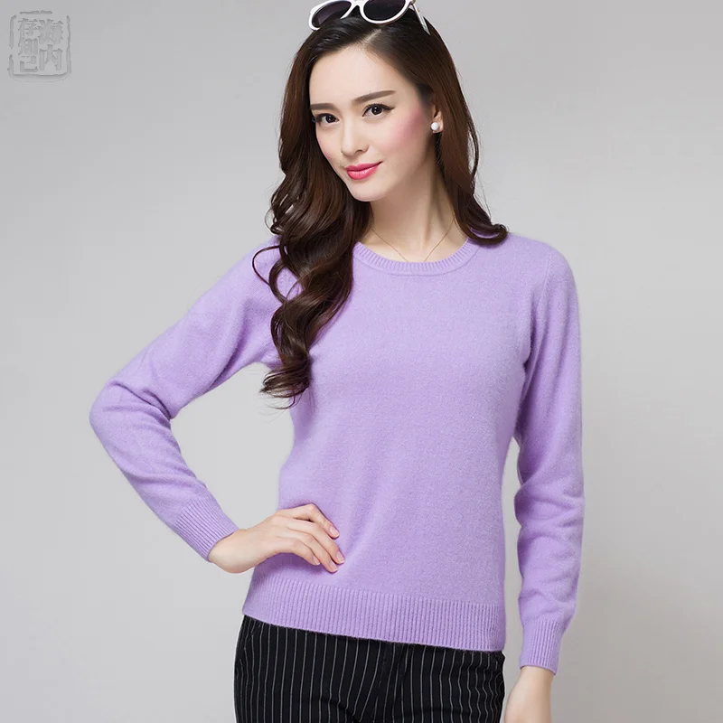 Основные Тонкой Шерсти Пуловеры женская Шерсть O-образным Вырезом Свитера