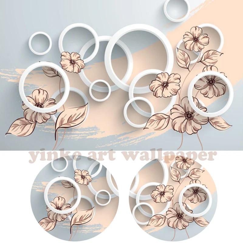 Фотообои на заказ 3D стены ручная роспись Настенная круг цветок нетканые