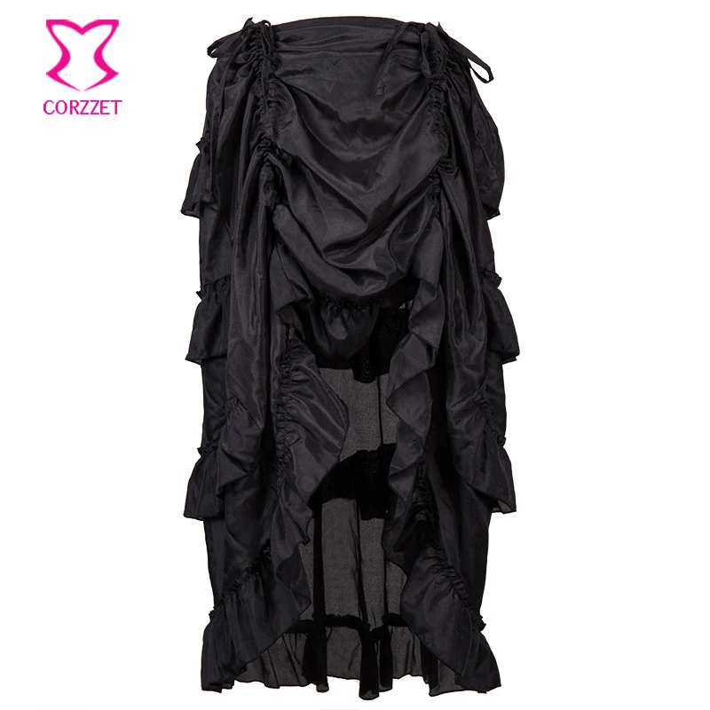 

Punk Gothic Black Leather Halter Top Armor Corset Skirt Outfits Burlesque Dress Steampunk Clothing Women Sexy Bustier Dresses