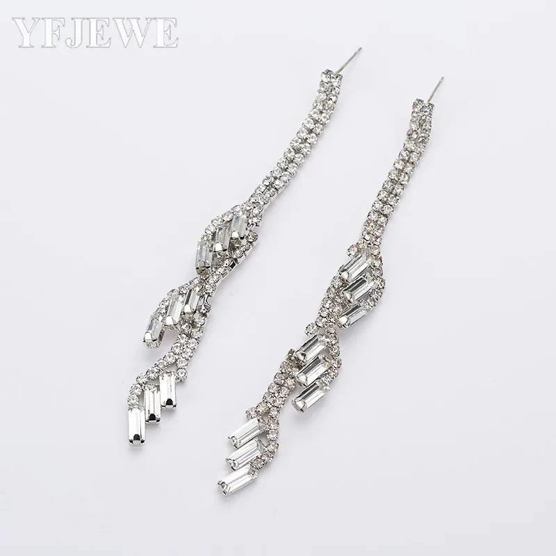 Женские богемные серьги-подвески YFJEWE длинные с кристаллами и серебряным