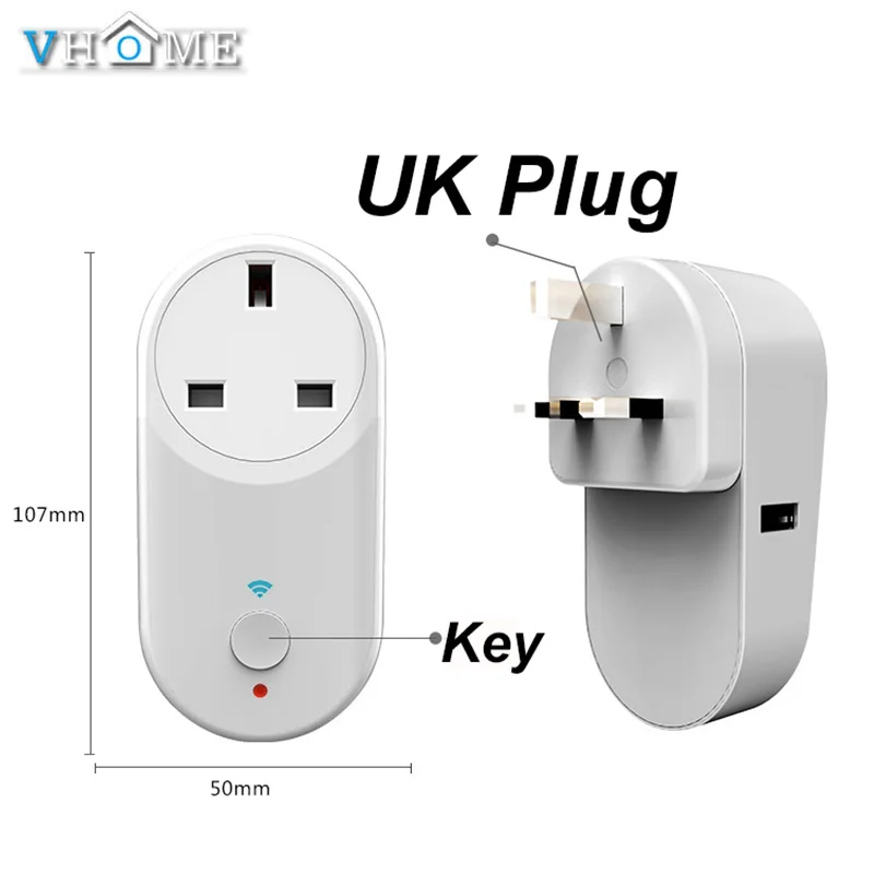 Умный Штепсель Vhome 16A EU/UK/US USB Wifi с разъемом Alexa Google home Audio, беспроводное управление, умная розетка с телефоном Android ios