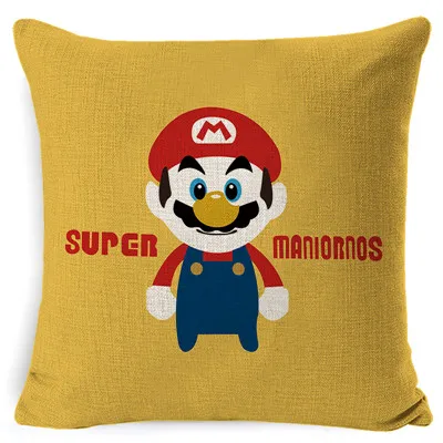 Коричневый Fokusent Чехлы Super Mario подушки Творческий хлопок льняная Подушка Чехол отель Подушка Чехол для подушки Cojine Марио - Цвет: Коричневый