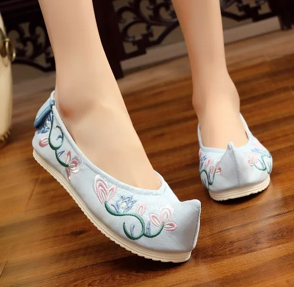 style 6 blue NINGUTA/Китайская традиционная обувь на плоской подошве с вышивкой; женская обувь с бантом; классическая женская обувь на плоской подошве - Цвет: style 6 blue