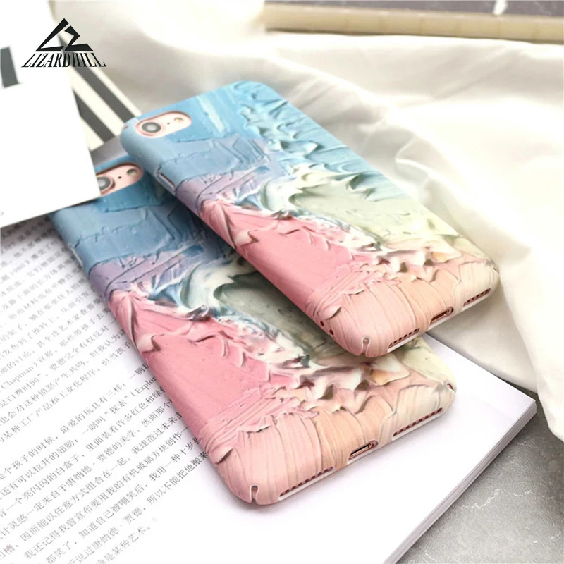 Lizardhill Pink Blue phone cases For iPhone 7 Case hard pc back Covers Apple 6 6S 8 Coque fundas for iphone X 10 |