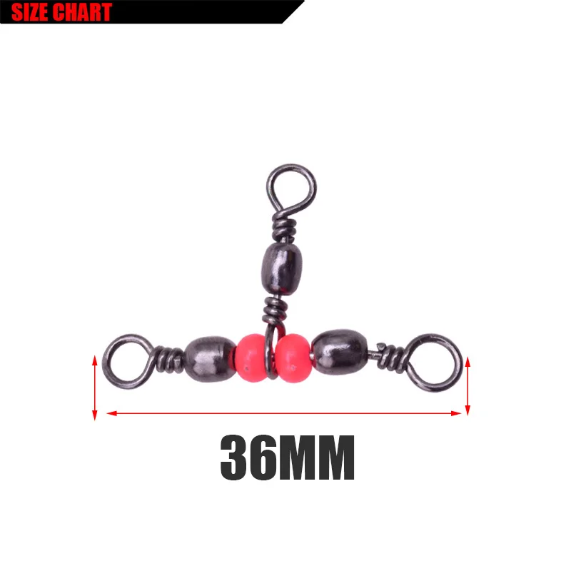 SIZE 36MM 10 шт./лот, 3 способа, Т-образная поперечная линия, вращающаяся вертлюга с жемчужными бусинами, рыболовные Вертлюги, рыболовные крючки, разъем, аксессуары - Цвет: SIZE 36MM