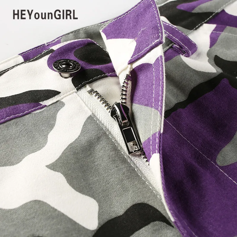 HEYounGIRL оранжевые камуфляжные брюки женские тренировочные брюки фиолетовые розовые камуфляжные брюки Pantalon Femme брюки карго шаровары Pantalones Mujer