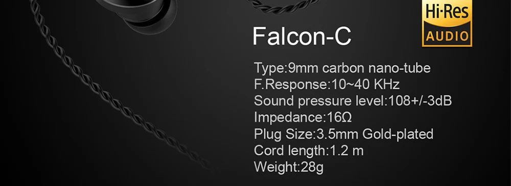 Dunu Falcon-C Hi-Res аудио наушники динамические IEM-CNT(углеродные нанотрубки) Диафрагма вкладыши Hi fi стерео в ухо гарнитура замена кабеля