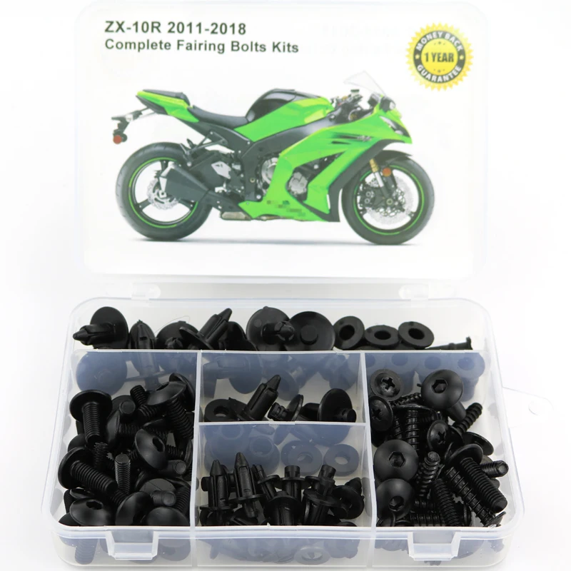 Black Полный набор обтекаемых болтов Сталь крепеж для обтекателей гайки для Kawasaki Ninja ZX10R ZX-10R 2011 2012 2013 - Цвет: Black