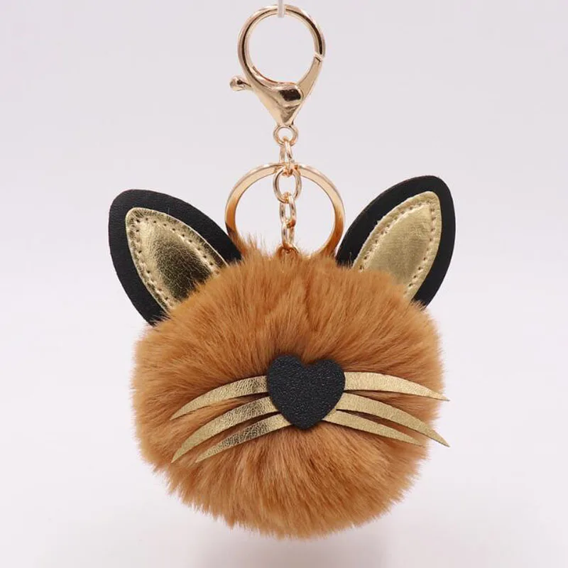 10 шт./лот модные ювелирные изделия для девочек брелки милый кот с кожаными ушками