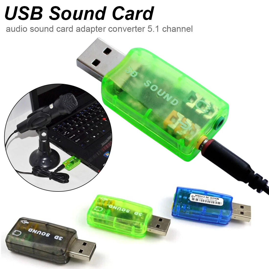 Новинка USB звуковая карта Внешний 5 1 канальный с 3 мм разъемом для наушников и