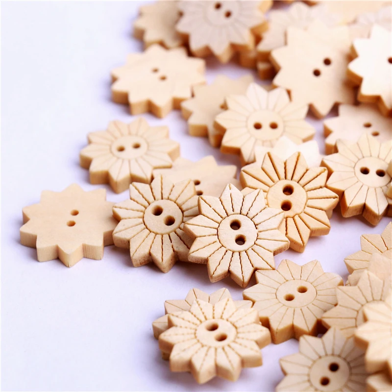 

100 шт., деревянные пуговицы с 2 отверстиями, 17 мм