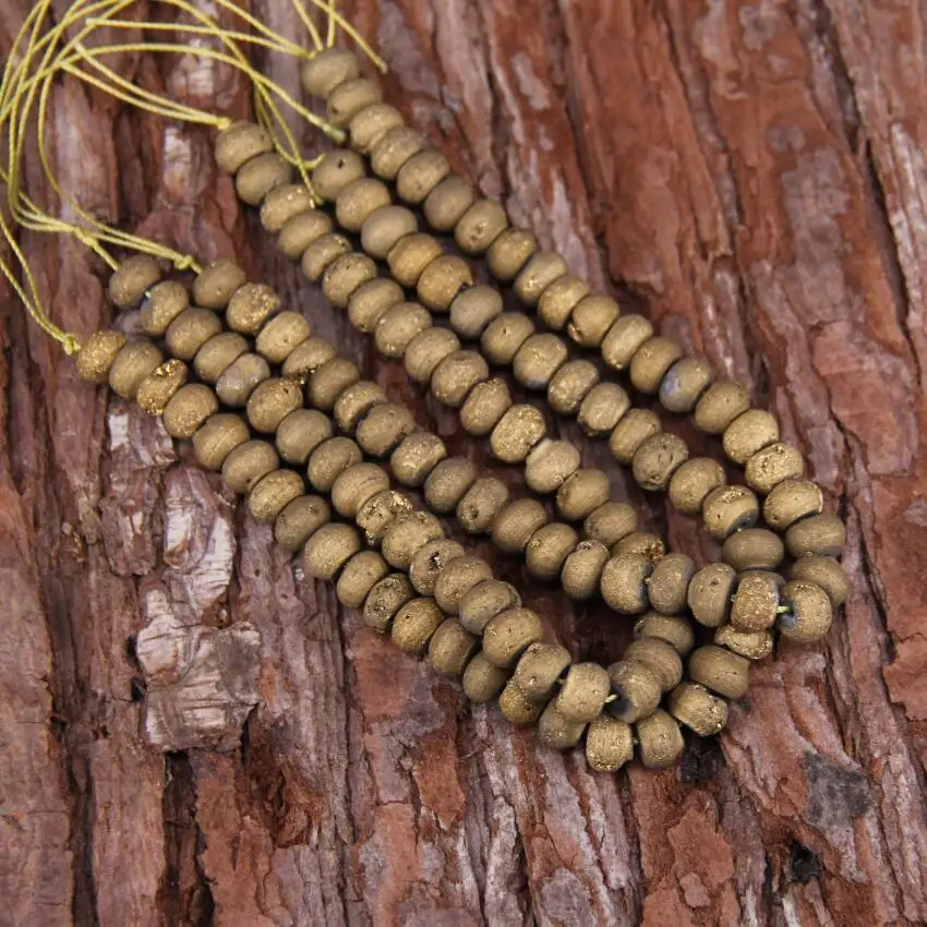 Полная прядь грубые мистические титановые золотистые бусинки ачаса очарование