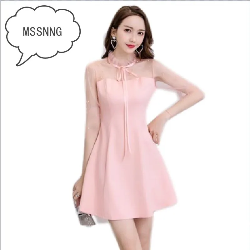 MSSNNG летнее популярное маленькое свежее розовое платье 2019 Новое деревянное ухо