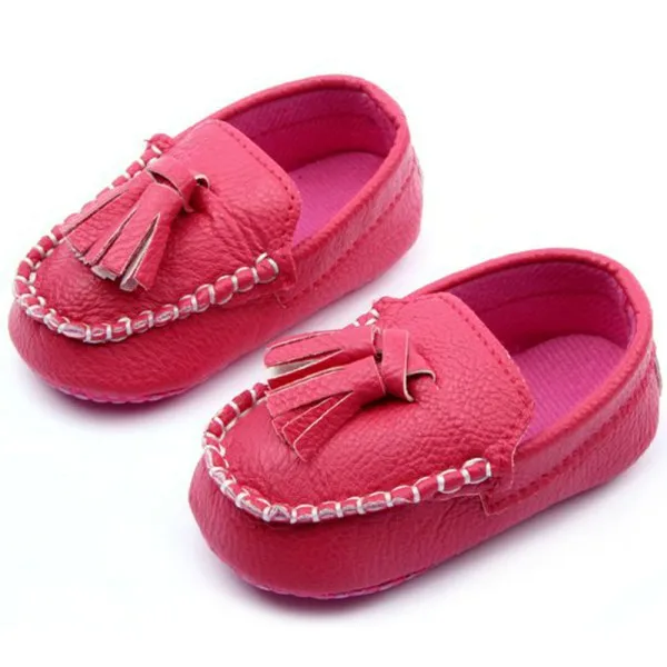 Rose Red 0-12M новая кожаная детская обувь для маленьких девочек и мальчиков, обувь в горошек с мягкой подошвой - Цвет: Rose Red