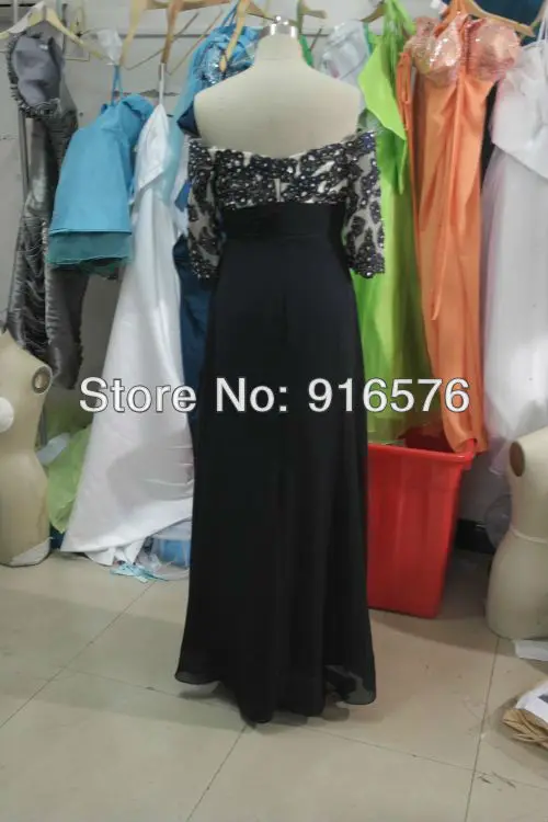 Navy Blue Off The Shoulder Sequin Real Pictures Mother Of Bride Dresses With Sleeves Prom A Line Floor Length Applique|dress pleated|dresses