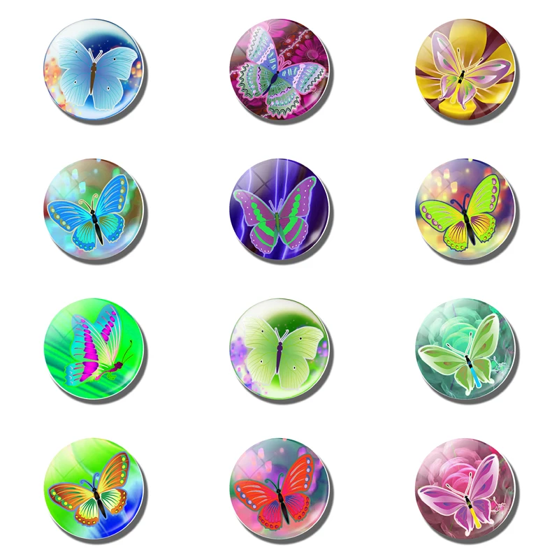 12 шт./лот магнит на холодильник с бабочками и цветами стеклянный купольный