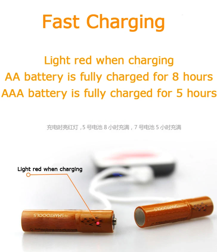 SMARTOOOLS 4Pcs/pack 1.2V 450mAh Real Capacity USB Charged Battery AAA Rechargeable NI-MH Batteries | Электроника