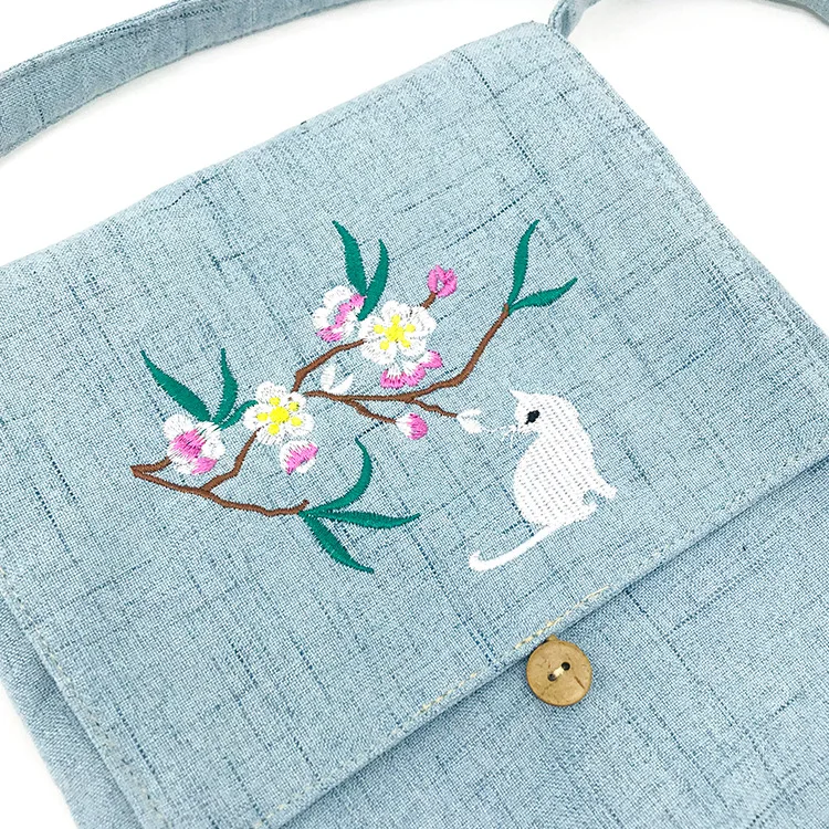 Сумка-мессенджер из хлопка и льна для женщин Повседневная Дамская сумочка на