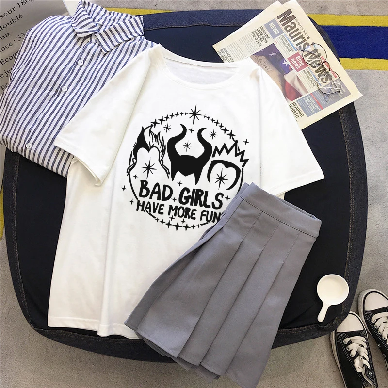 Классная рубашка Bad Girls Have More Fun женские футболки Harajuku забавные белые летние