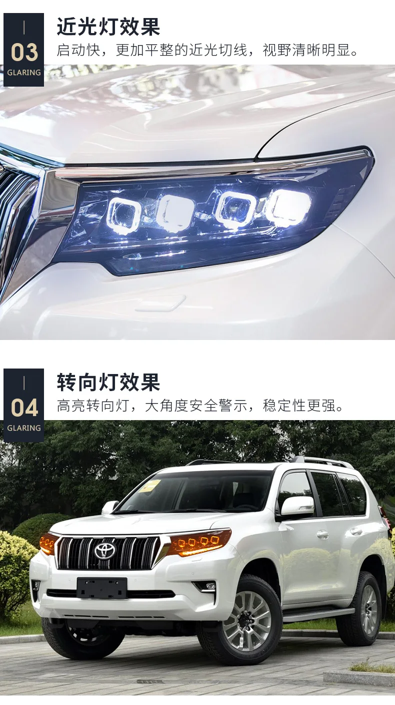 Doxa автомобиля налобный фонарь для Toyota Prado все светодиодный фары светодиодный дальнего света светодиодный ближнего и дальнего света с динамический сигнал поворота