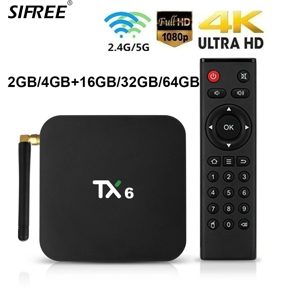 Smart tv Box 4 Гб ОЗУ 64 Гб ПЗУ Android 9,0 TX6 Allwinner H6 16/32G/64G поддержка 4K H.265 2,4G/5 ГГц двойной WiFi BT4.1 медиаплеер