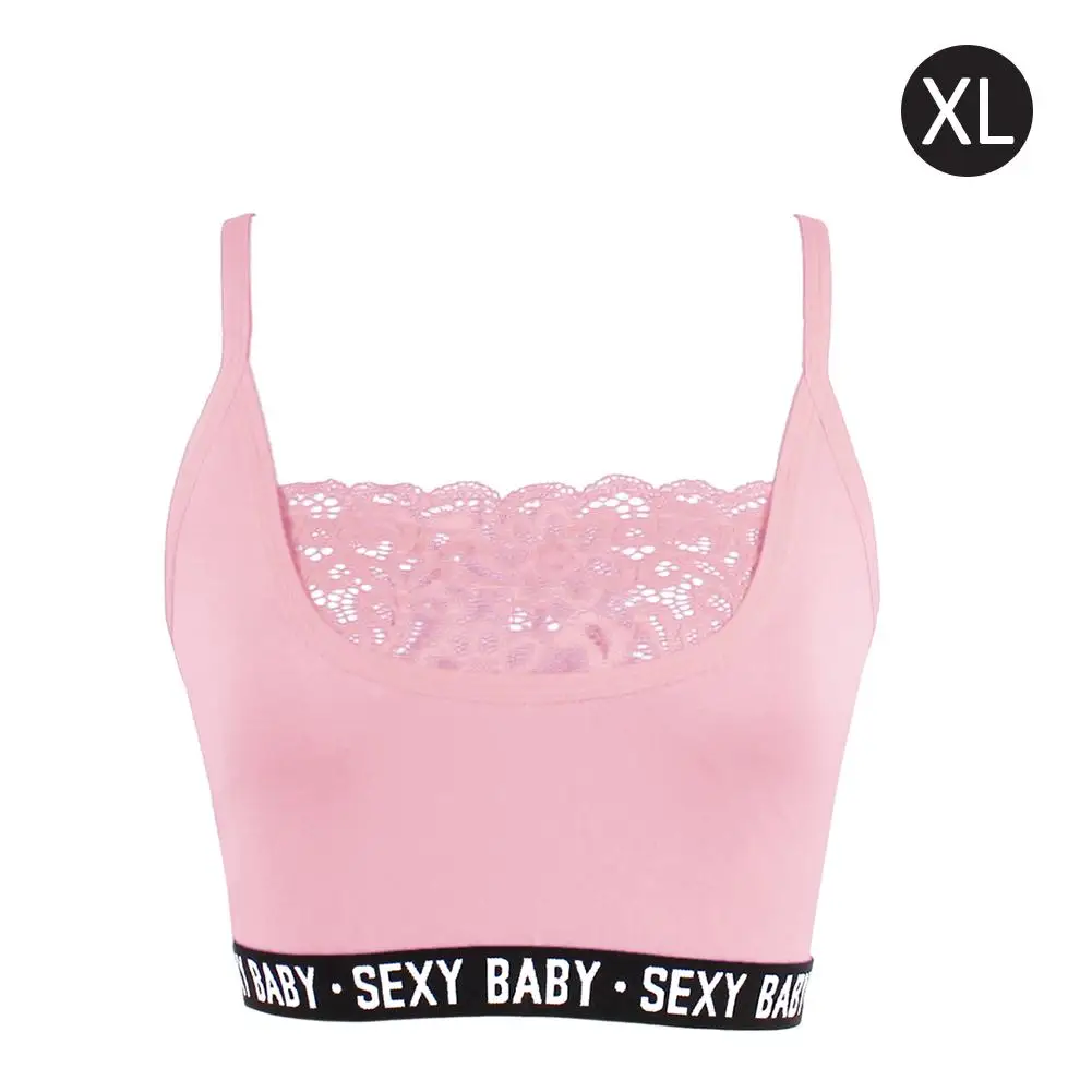 Pink Женский кружевной топ, летняя мода, сексуальное кружевное нижнее белье с буквами, эластичное нижнее белье, майка, Женская Сексуальная Очаровательная Женская Черная розовая красная S-XL - Цвет: Pink